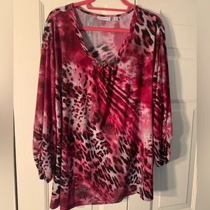 Susan Graver Lightweight Animal Print Jewel Top
